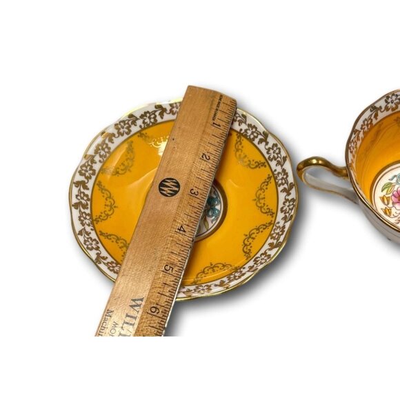 Royal Albert Teacup Saucer Porcelain Fine Bone China Yellow UK 1950s - Picture 8 of 12